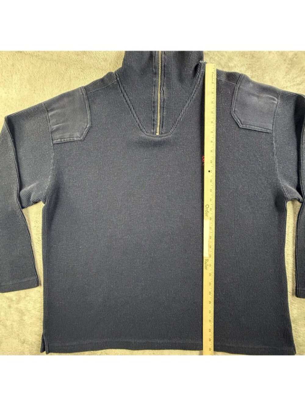 Wrangler Sweater Mens 2XL Blue Mock Neck 1/4 Zip Cotton Knit Pullover MI0608A - Picture 9 of 15